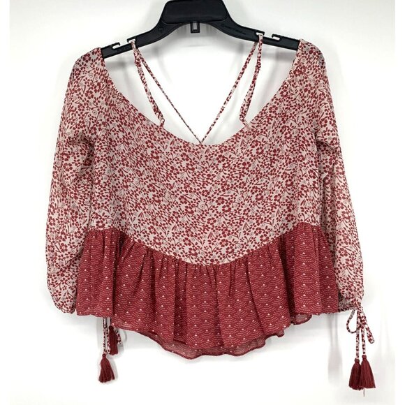 Revolve Tularosa Syrah Red Floral Print Halter Off Shoulder - Picture 12 of 15